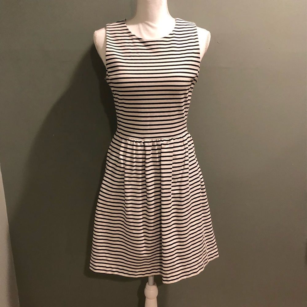 J. Crew Striped Fit & Flare Dress Sz Small